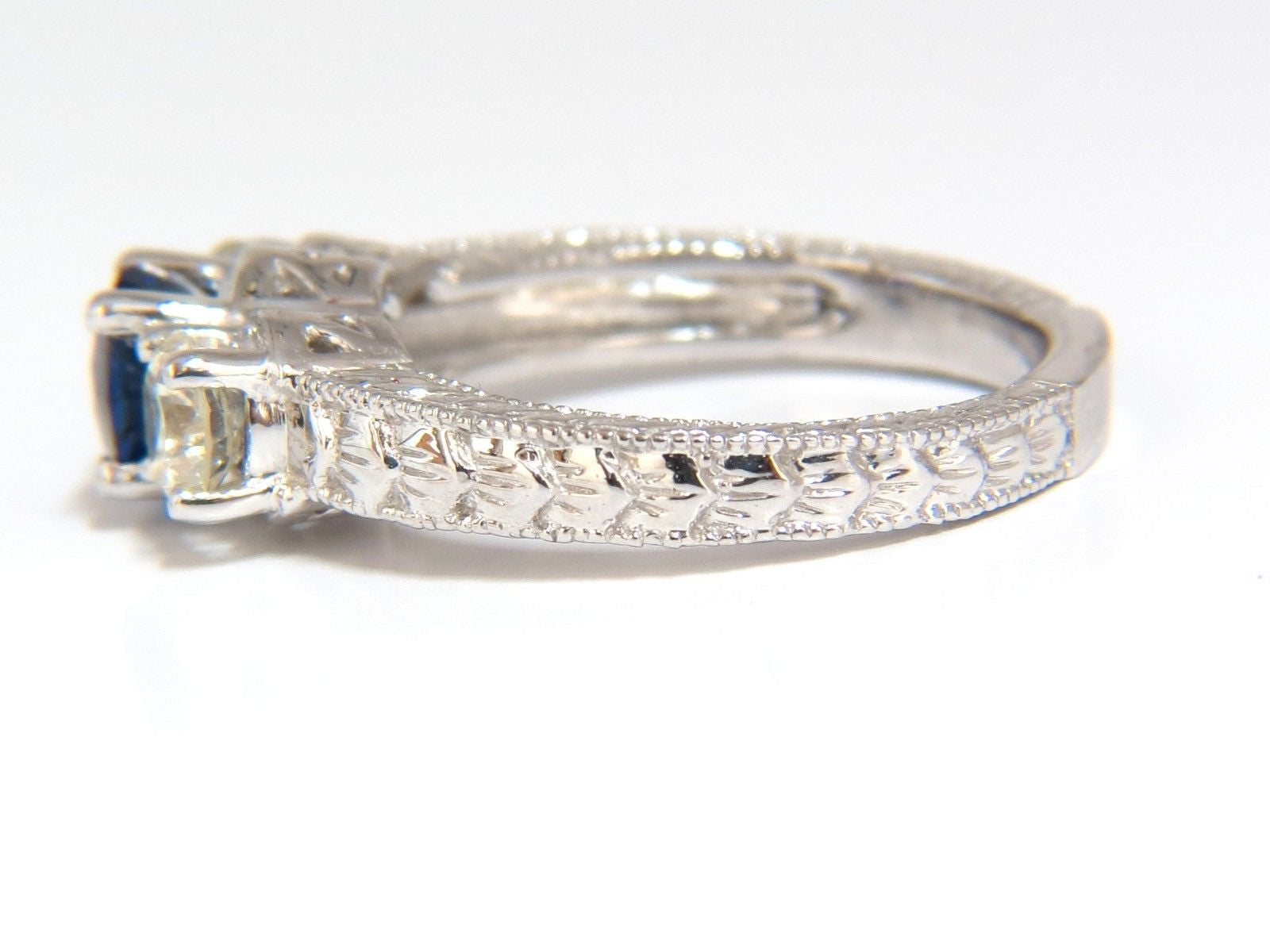 2.14ct Natural Blue Sapphire & Diamond Ring in 14K Gold - Edwardian Deco Style for Engagement, Wedding & Special Occasions