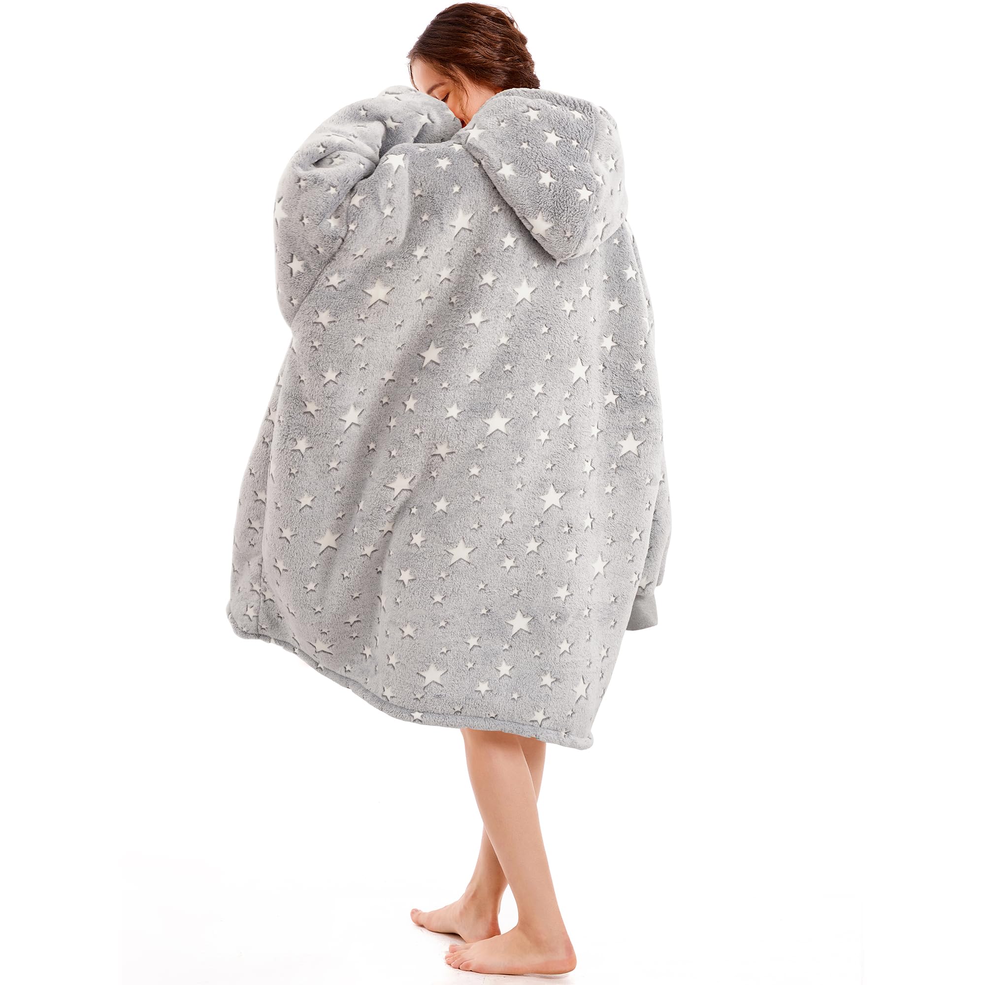 Premium Sherpa Fleece Blanket Hoodie for Women - Oversized Wearable Hooded Blanket, Soft & Warm, Perfect for Lounging, Camping, and Birthday Gifts