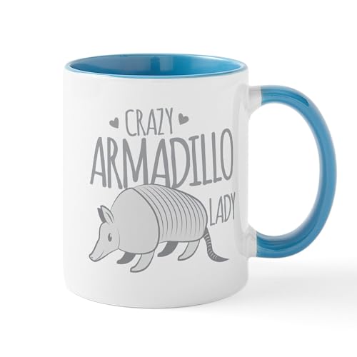 White/Blue Inside - Crazy Armadillo Lady Mugs