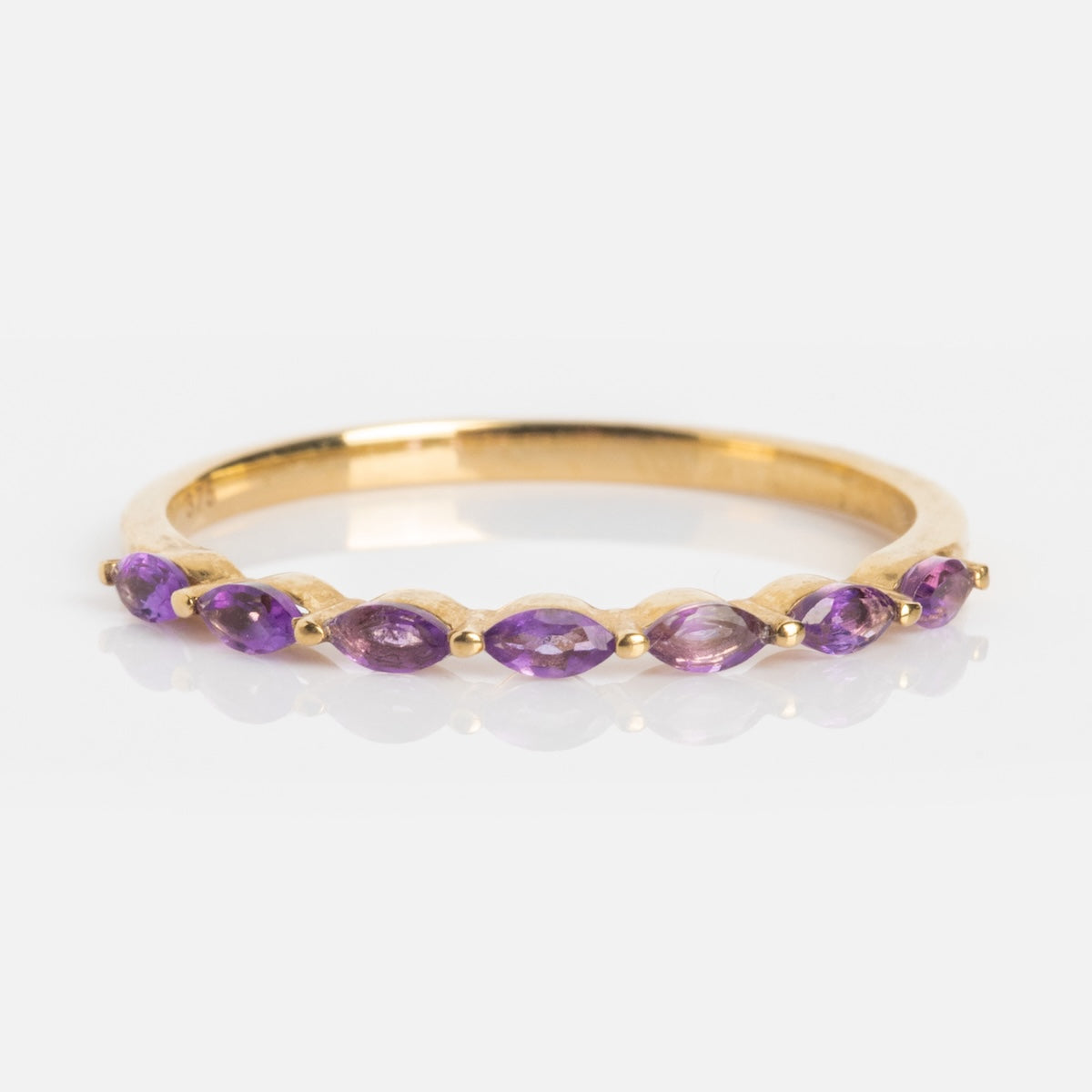 Solid Gold 2025 February Birthstone Amethyst Stacking Ring Set | Free Gift Included | Perfect for Valentine's Day Gifts, Anniversary Presents & Self-Treatments