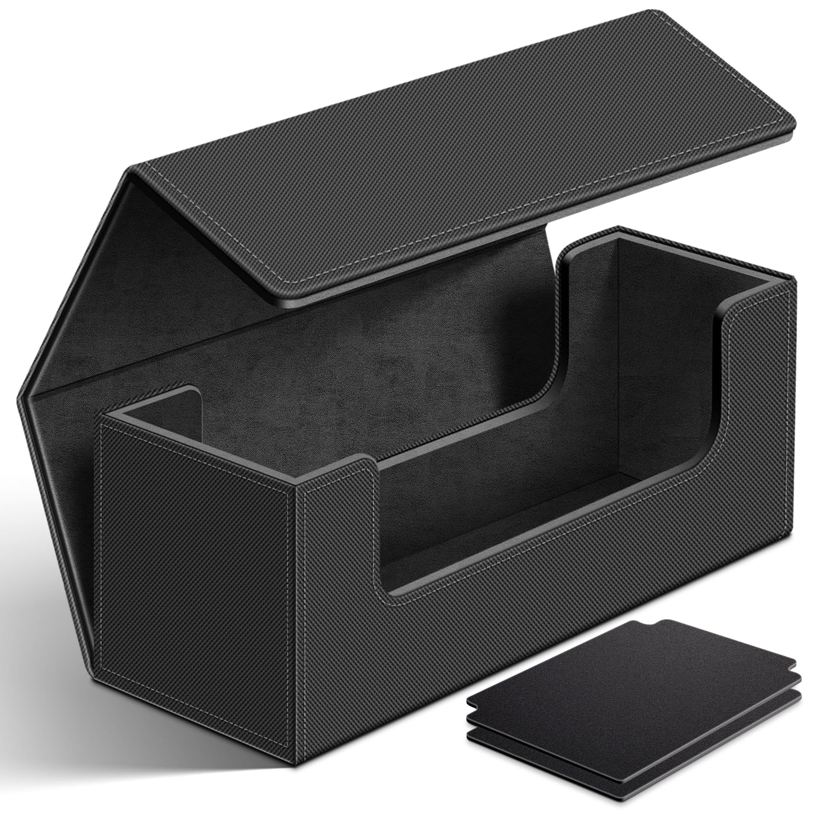Premium 600-Capacity Leather Trading Card Storage Box with Magnetic Closure - Fits MTG, Pokemon, Sports & Standard Game Cards - Durable Black Deck Case for Collectors & Players - Perfect for Home, Travel & Tournaments