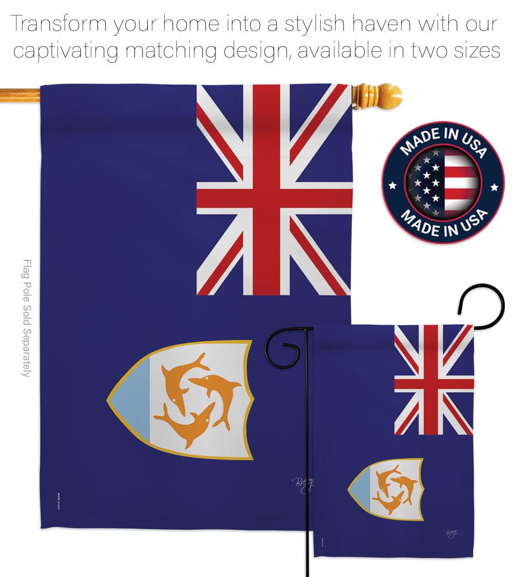 Breeze Decor Anguilla Garden Flag Set with Stand - Double-Sided Yard Decoration for Home & Gifts
