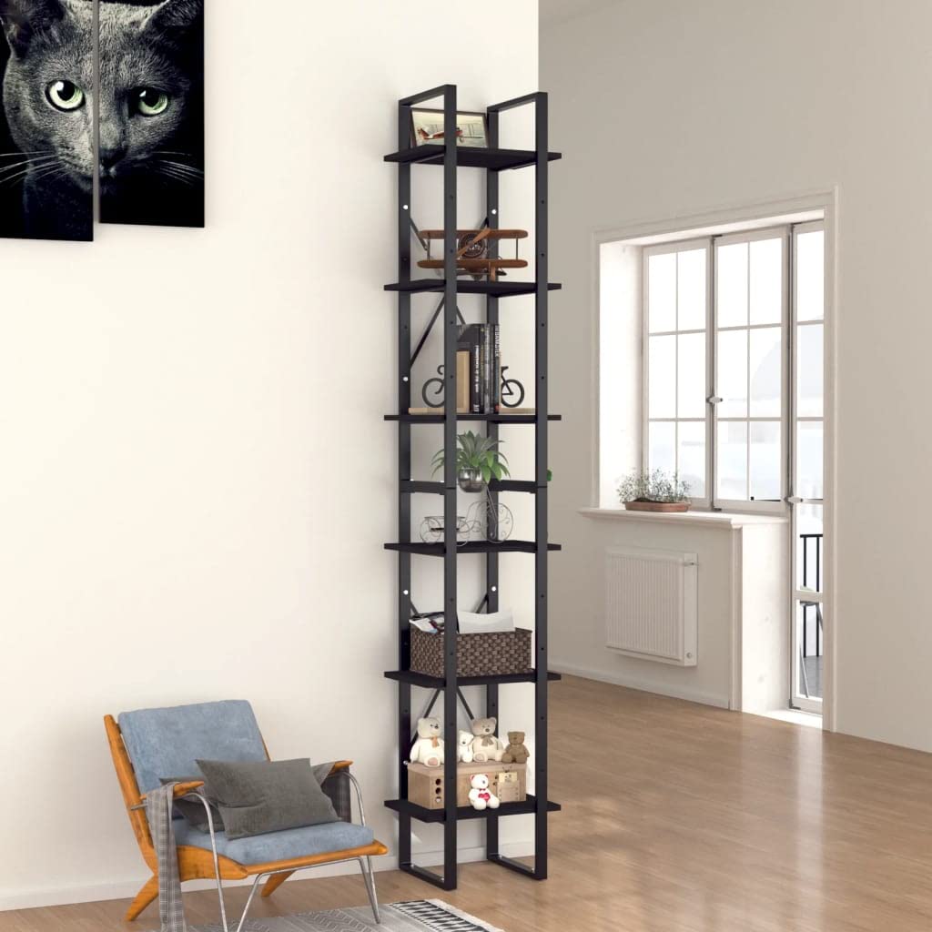 6-Tier Bookcase Storage Cabinet - Multipurpose Bookshelf & Display Shelf for Living Room, Bedroom, Office - 15.7