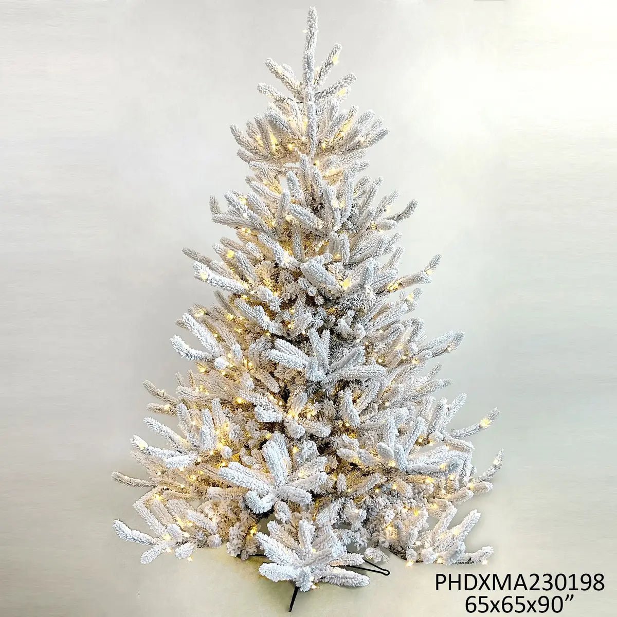 7.5 Foot Pre-Lit Flocked Balsam Fir Christmas Tree with 500 Warm White LED Lights - Perfect for Holiday Home Decor & Festive Celebrations