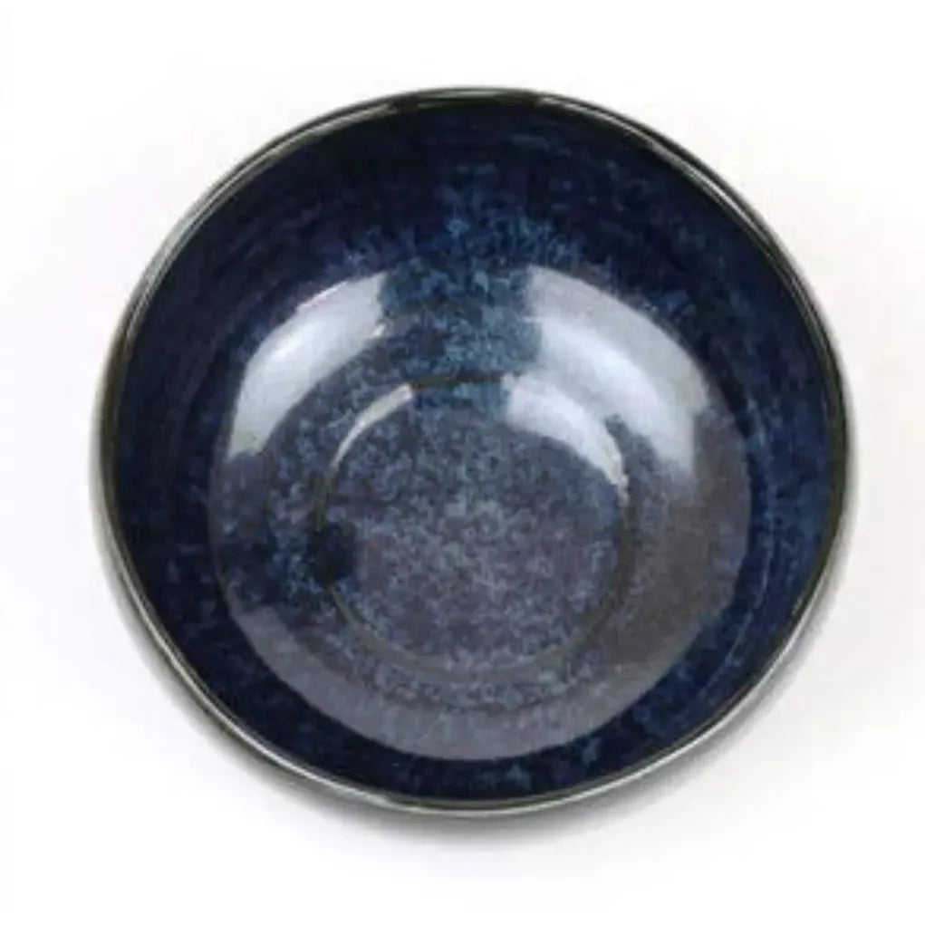 Handmade Mino Ware Japanese Matcha Bowl - Traditional Black & Navy Tea Ceremony Chawan for Authentic Matcha Preparation & Zen Meditation