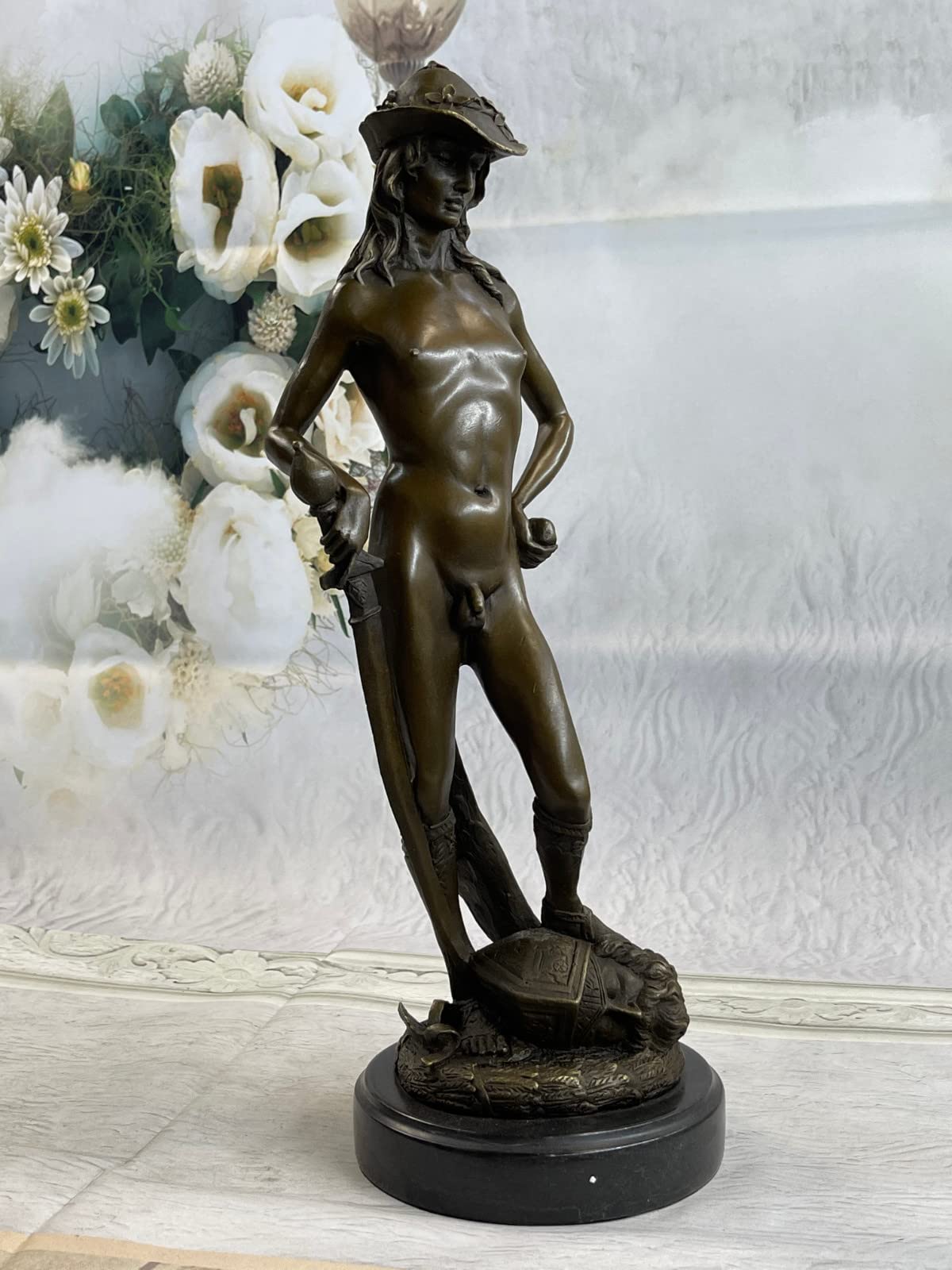 Statue of David by Donatello - 100% Solid Bronze Sculpture for Home & Office Decor | Renaissance Art, Italian Masterpiece, Elegant Gift for Art Lovers