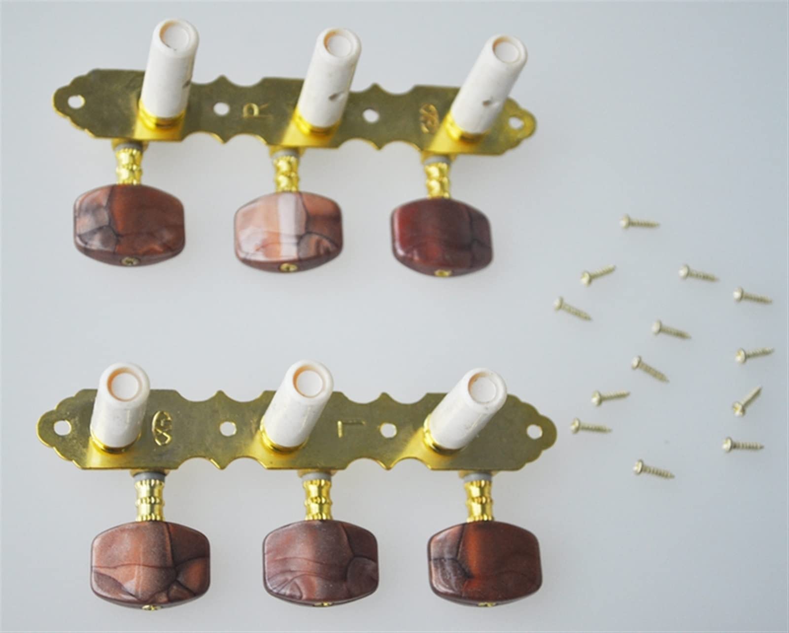 Classical Guitar Tuner Machine Heads - Premium Brown Tuning Pegs for Accurate & Smooth Tuning | Perfect for Classical, Flamenco & Acoustic Guitars