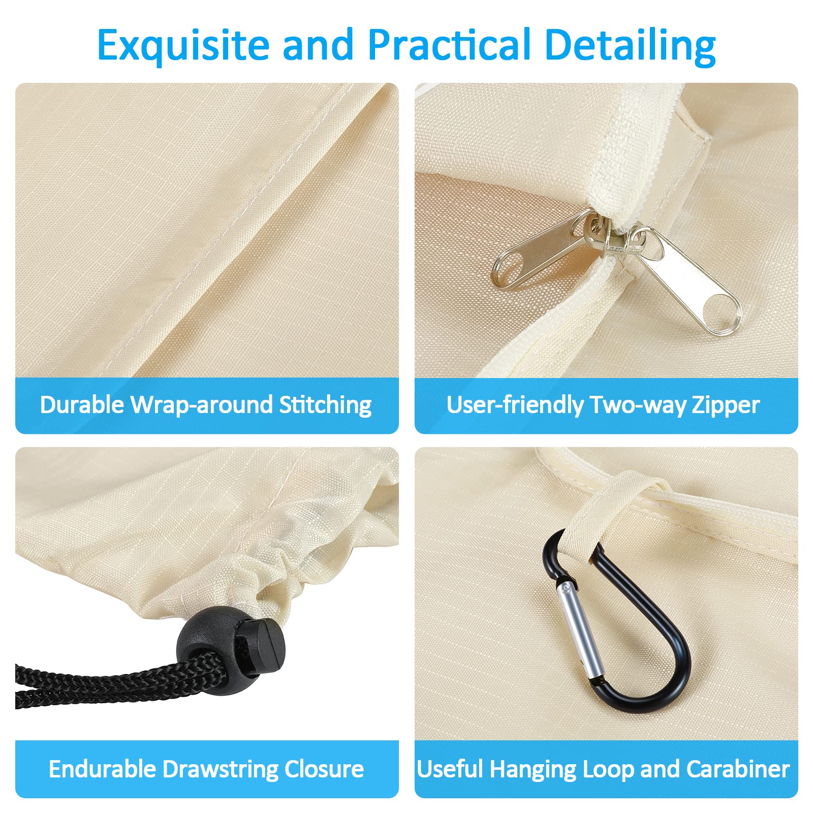 GOGOODA XL Large Travel Laundry Bags with Drawstring Closure - Foldable Dirty Clothes Storage with Handle, Heavy Duty & Washable for College Dorm, Travel, Camping - 2 Pack Beige | Perfect for Organizing Laundry on Trips, in Dorms & Outdoor Adventures