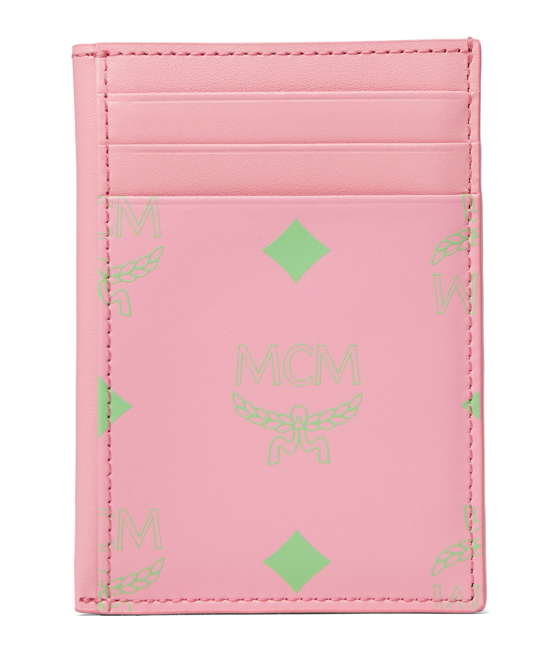 MCM Color Splash Logo Card Holder Wallet in Plumeria Pink - Slim RFID Blocking Credit Card Case for Women (Perfect for Everyday Use, Travel & Night Out)
