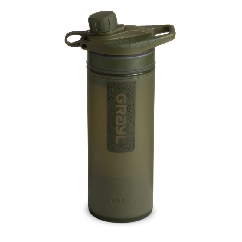 GRAYL GeoPress™ Water Purifier Bottle - OD Green | Portable Filter for Hiking, Camping & Travel | Removes Bacteria, Viruses & Chemicals