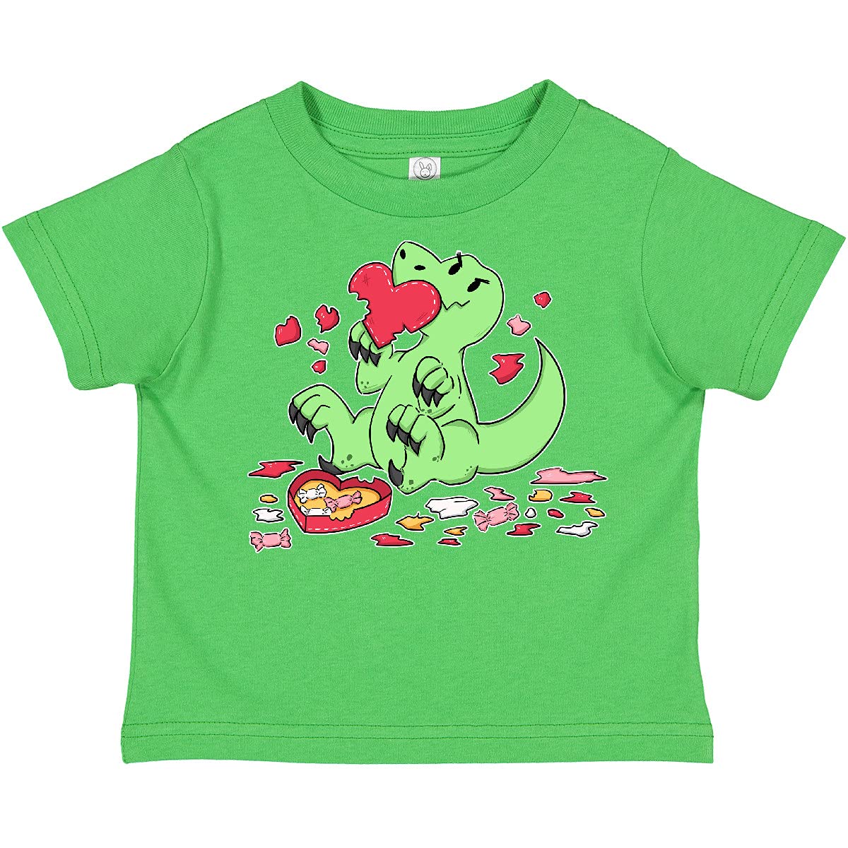 Inktastic Raptor Destroying Heart Chocolate Box Toddler T-Shirt - Cute Dinosaur Graphic Tee for Boys & Girls - Perfect for Birthday Parties, Playdates & Casual Wear