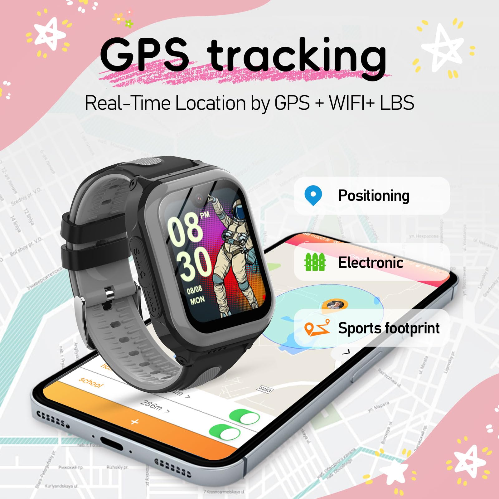 Kids Smart Watch with GPS Tracker, Video Calling, Pedometer & SOS - 4G/WiFi, AMOLED Screen for Boys & Girls - Perfect for School, Outdoor Play & Safety Tracking
