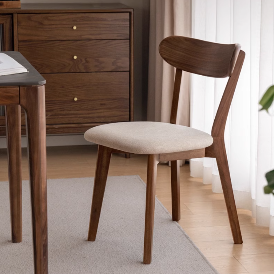 Solid Black Walnut Wood Dining Chairs with Soft Back - Elegant & Comfortable Seating for Home, Restaurant, and Office Use