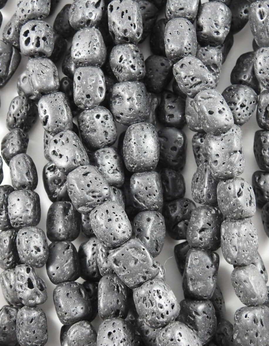 Black Lava Bead Strand - Natural Volcanic Stone Bracelet for Men & Women - Yoga, Meditation & Spiritual Healing Jewelry