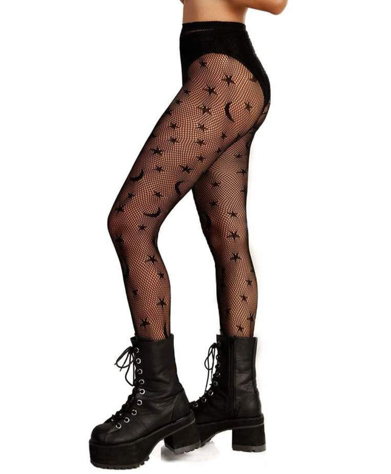 **Sexy Fishnet Stockings for Women - Thigh-High Lace Pantyhose, Black Patterned Leggings & Tights | Perfect for Halloween, Cosplay, and Night Out**