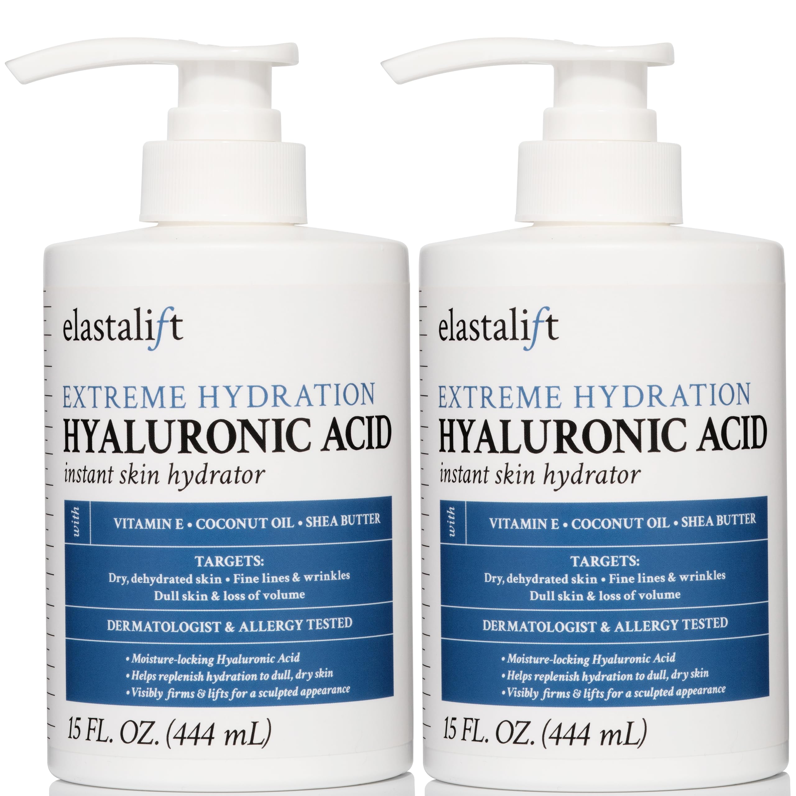 Elastalift Hyaluronic Acid Moisturizing Body Lotion & Face Cream - Anti-Aging Skincare for Wrinkles, Sagging Skin, Cellulite & Stretch Marks - Hydrating Dry Skin Treatment - 2 Pack - Perfect for Daily Use & Nighttime Skincare Routine
