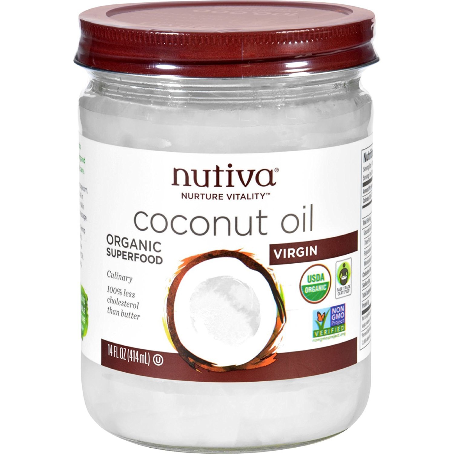 Nutiva Organic Virgin Unrefined Coconut Oil - Superfood - 14 oz (Pack of 6) - 100% Pure for Cooking, Baking & Skin Care