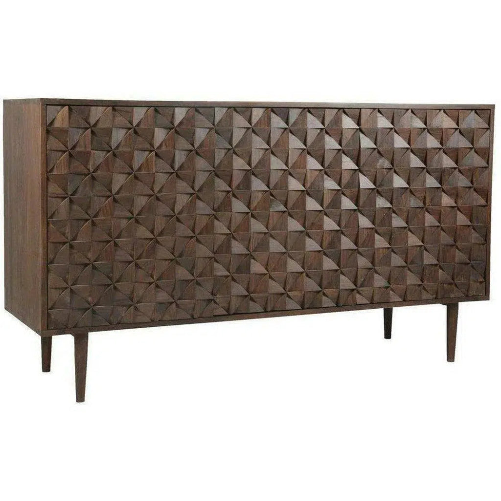 58 Inch 3-Door Brown Mid-Century Modern Sideboard Buffet Cabinet - Perfect for Dining Room Storage, Living Room Display & Entryway Organization