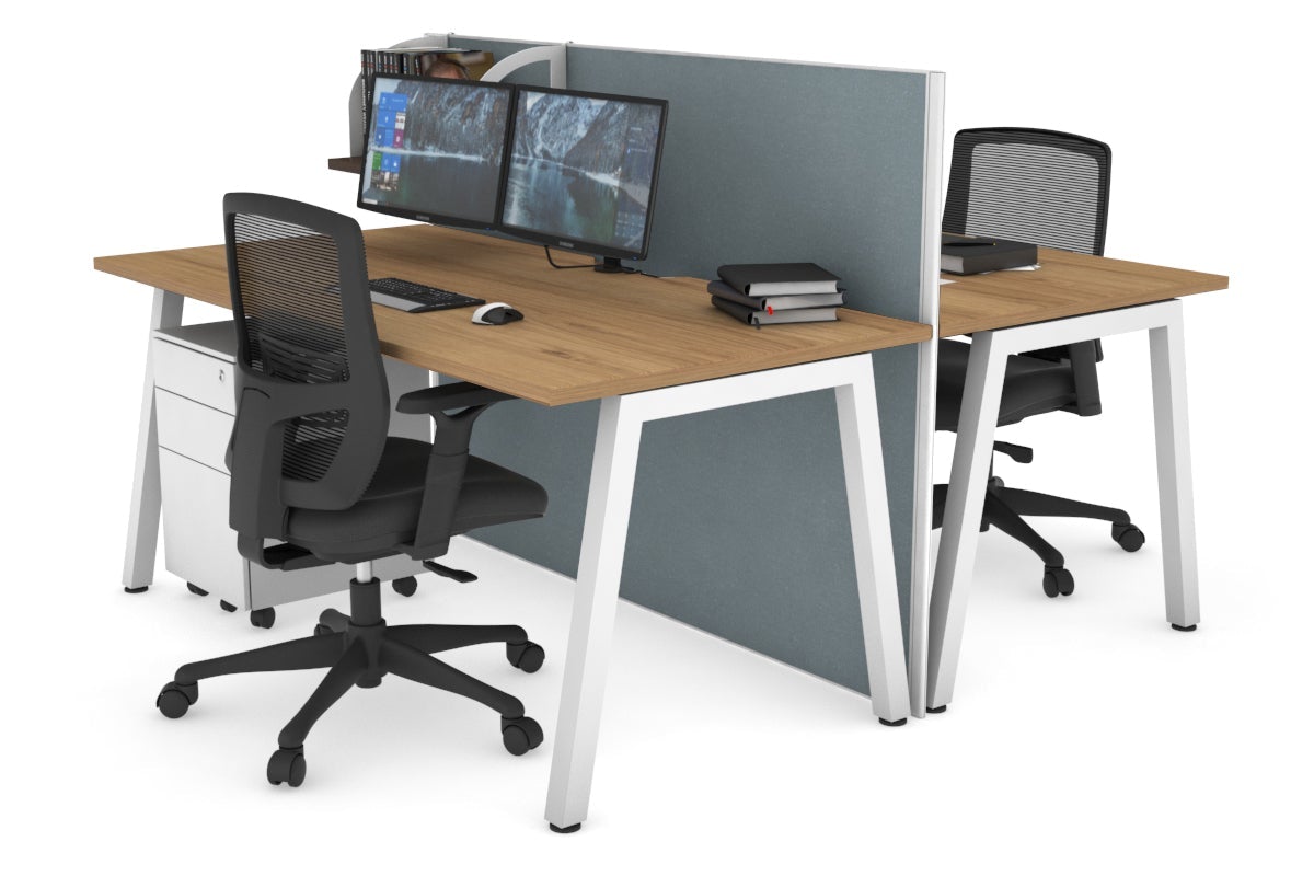 Horizon Quadro 2-Person Office Workstation Bench with A-Legs - 1600L x 800W Dimensions & Cable Management Scallop - Perfect for Collaborative Workspaces & Office Desking Solutions