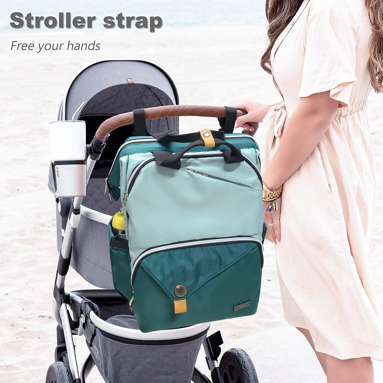 Hap Tim Large Baby Diaper Backpack for Boys & Girls - Double Compartment Diaper Bag with Insulated Pocket | Perfect Baby Shower Gift & Newborn Essentials | Ideal for Travel, Daycare & Outings (Green, 7340-GR)