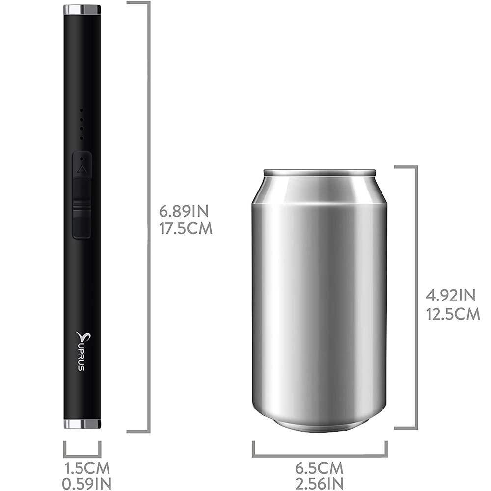 SUPRUS USB Rechargeable Arc Lighter - Flameless Plasma for Camping BBQ Cooking (Black)