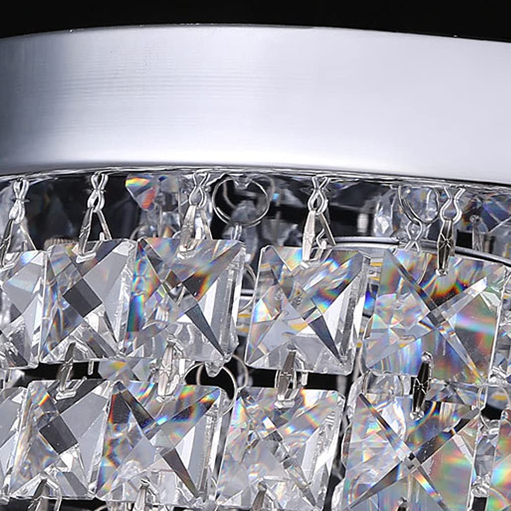 Totority Crystal LED Chandelier Ceiling Light - Modern Hanging Pendant Lamp for Dining Room, Bedroom, or Living Room Decor