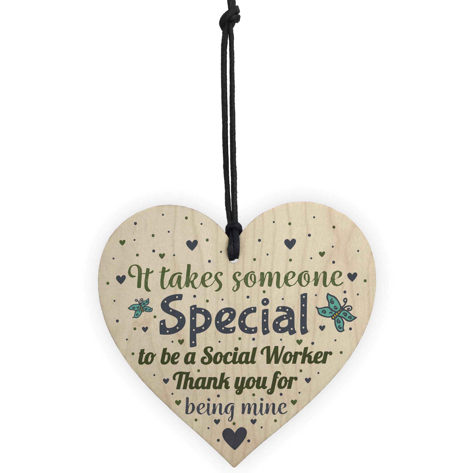 RED OCEAN Social Worker Appreciation Gift - Wooden Heart Keepsake for Thank You, Birthday & Christmas - Perfect for Office Decor, Nurse Gifts & Teacher Appreciation