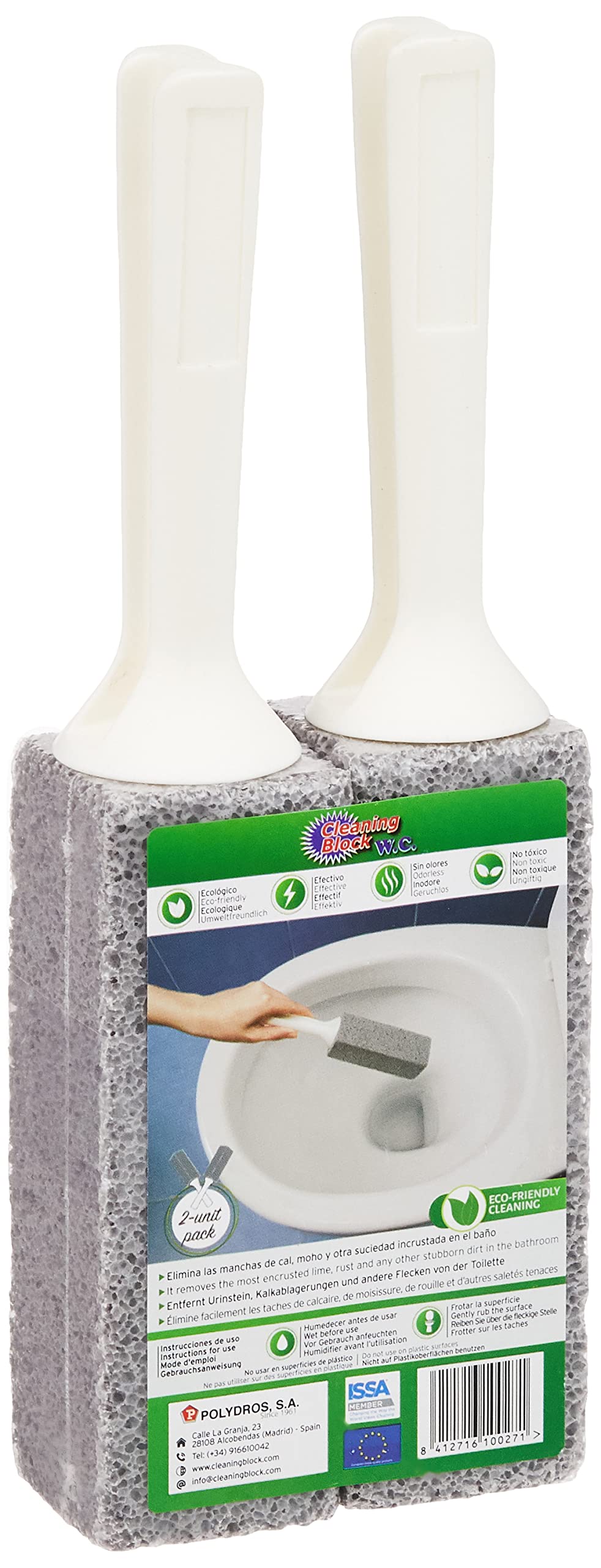 Toilet Cleaning Block with Handle - 2 Pack, Grey - for Fresh & Clean Bathroom