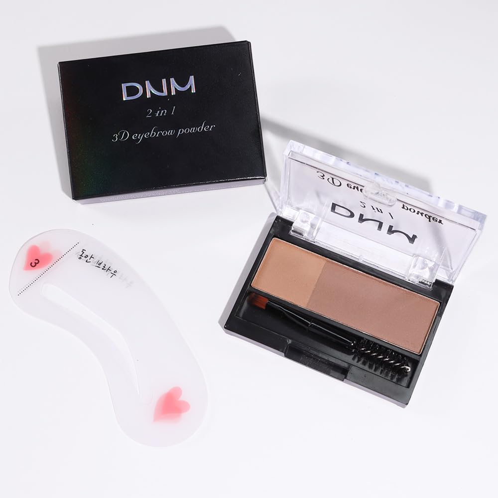 Kaely 2 Color Eyebrow Powder Makeup Kit - Waterproof Brow Contour Palette with Brush & Stencils for Beginners | Natural Brown & Dark Brown Shades | Perfect for Daily Makeup, Salon Use & Travel