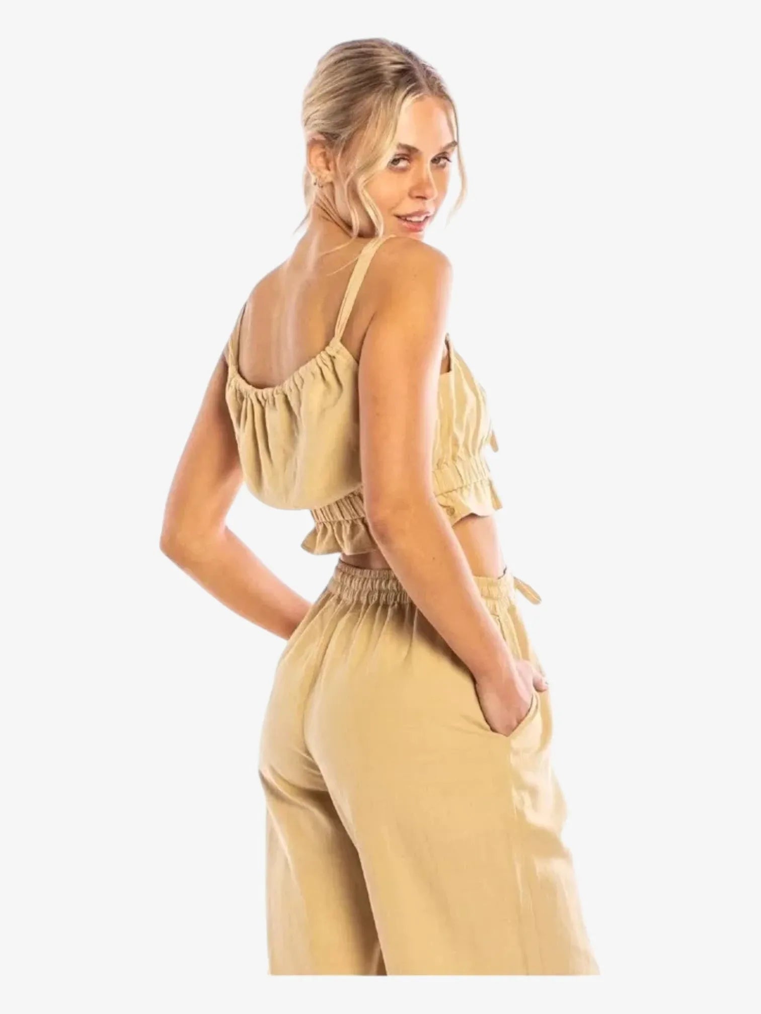 Top Crop Rusty Saltwater Reversible Women's Yellow Pastel Jacket - Perfect for Beach Outings and Casual Spring Wear