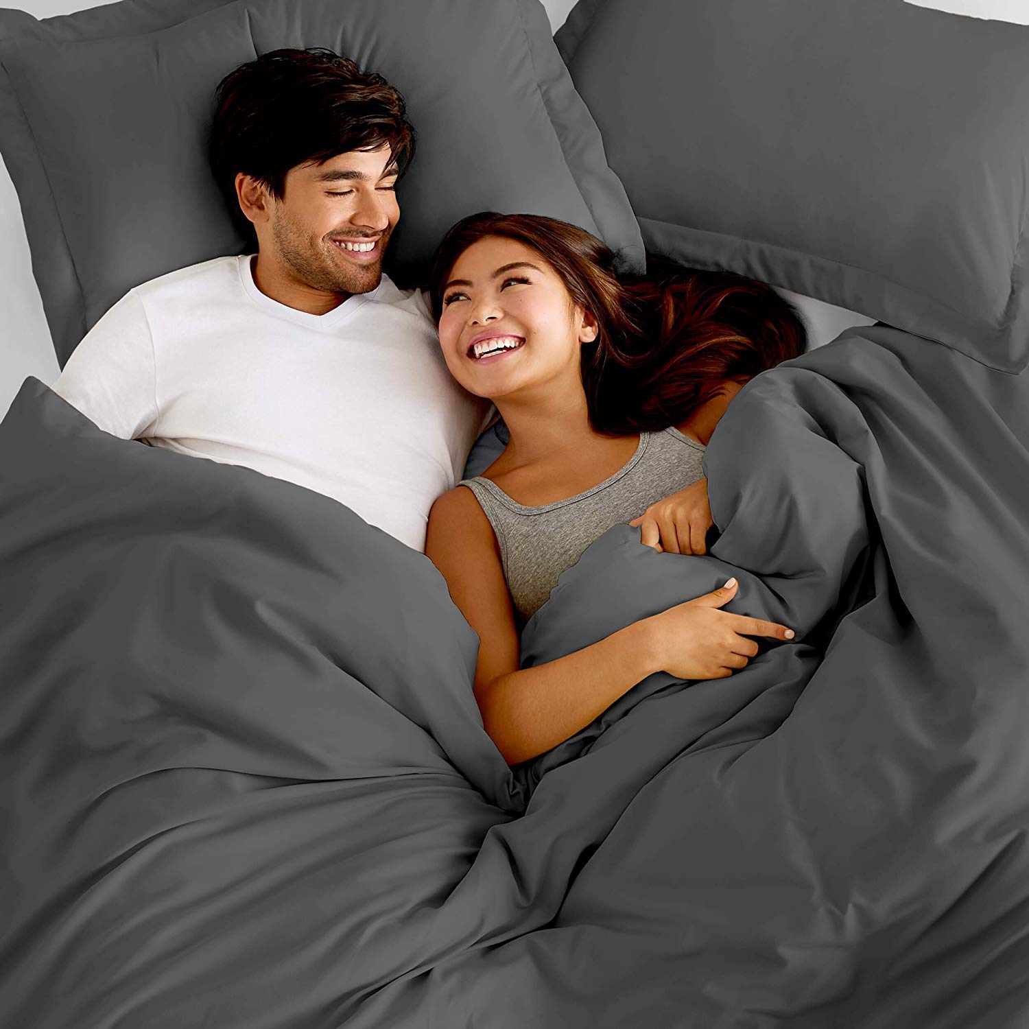 400 GSM Organic Cotton Quilted Comforter Set - 3-Piece Down Alternative, 400TC Microfiber, All Season Bedding with Corner Tabs (Super King, Dark Gray) for Cozy Winter Nights & Luxury Hotel-Style Bedroom Decor
