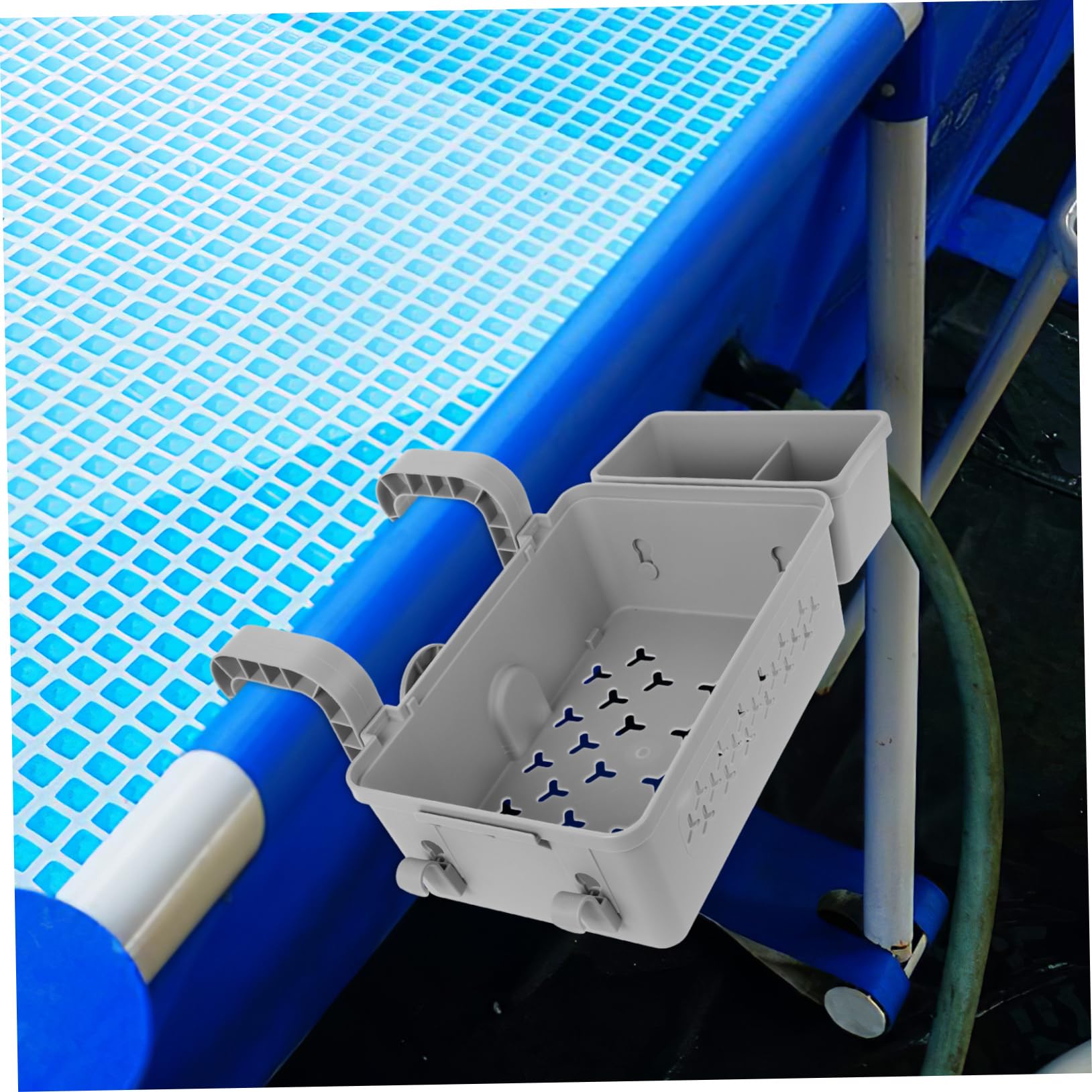 SUPVOX Poolside Towel Holder & Cup Organizer - Durable Plastic Storage Bin for Hanging Towels, Drinks, and Essentials - Perfect for Swimming Pools, Beaches, and Outdoor Relaxation