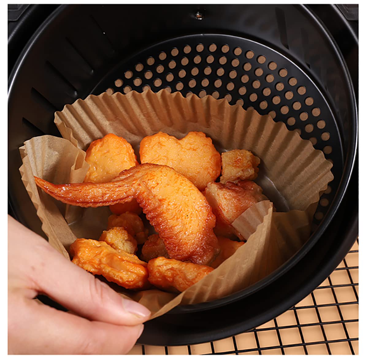 1000PCS Disposable Air Fryer Liners - Non-Stick, Oil Absorbing, Unperforated Round Basket Paper for Baking, Roasting & Microwave - Perfect for Air Fryers, Toaster Ovens & Kitchen Cooking (White)