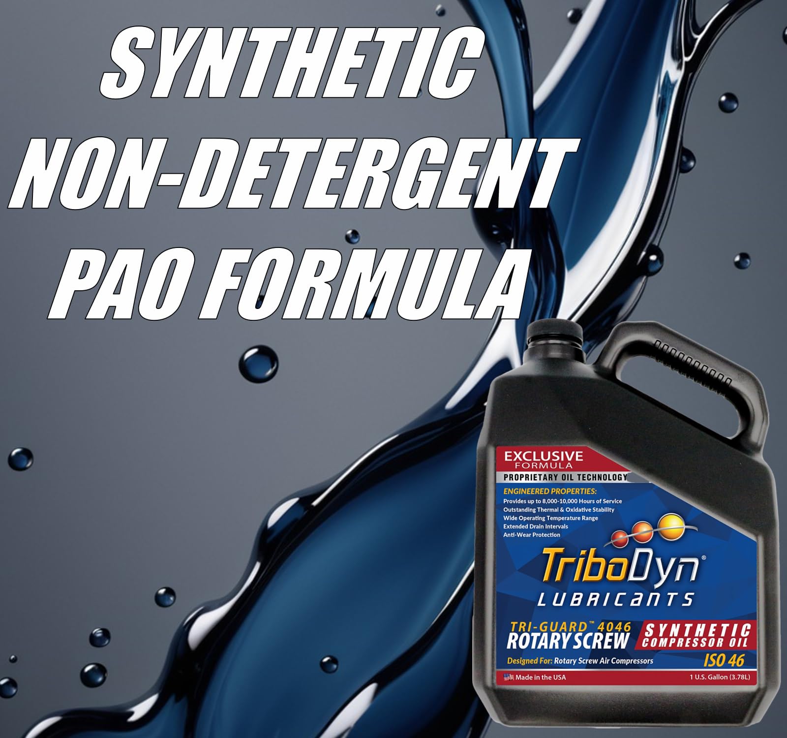 TriGuard 4046 ISO 46 PAO Synthetic Rotary Screw Air Compressor Oil - 1 Gallon for Industrial Machinery, HVAC Systems & Pneumatic Tools
