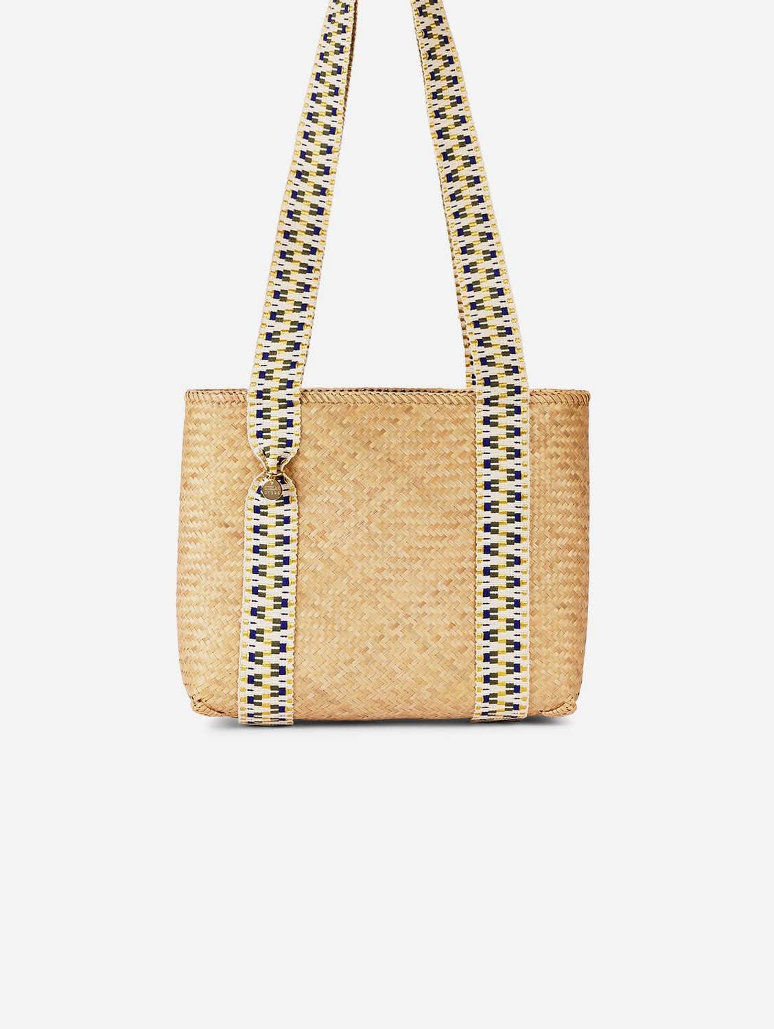 Handwoven Bamboo Vegan Small Tote Bag - Eco-Friendly Natural & Yellow Women's Shoulder Bag for Beach, Shopping & Daily Use