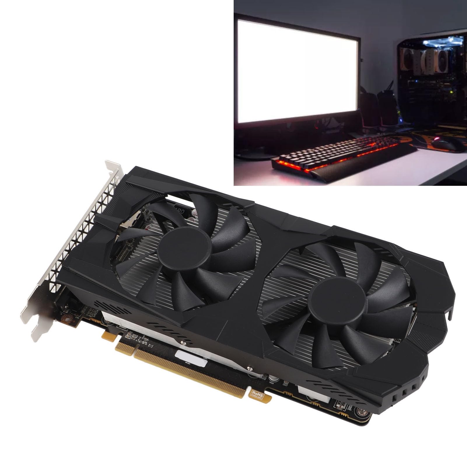 Jopwkuin RX580 8GB 256BIT GDDR5 Gaming Graphics Card - High Performance Silent Desktop GPU with Dual Cooling Fans for PC Gaming, Video Editing & 3D Rendering - Perfect for Fortnite, Call of Duty & Streaming