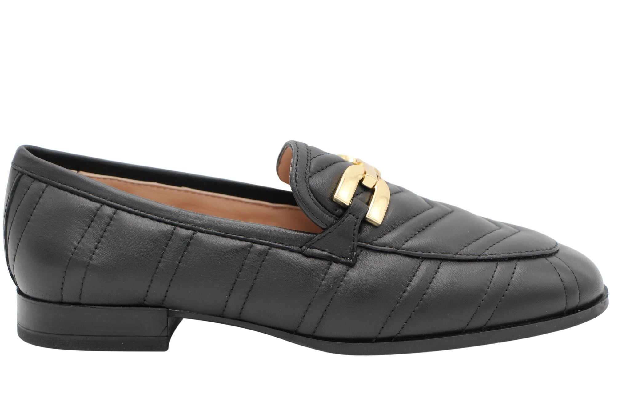 Unisa Dexter Black Quilted Leather Loafer - Comfortable Women's Slip-On Shoes for Work, Office & Casual Wear