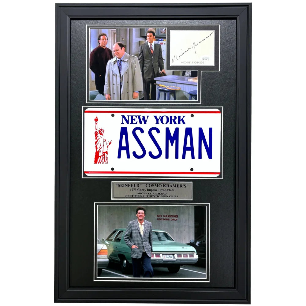 Michael Richards as Kramer Signed License Plate Framed - Seinfeld Memorabilia with JSA COA - Perfect for TV Show Fans & Collectors