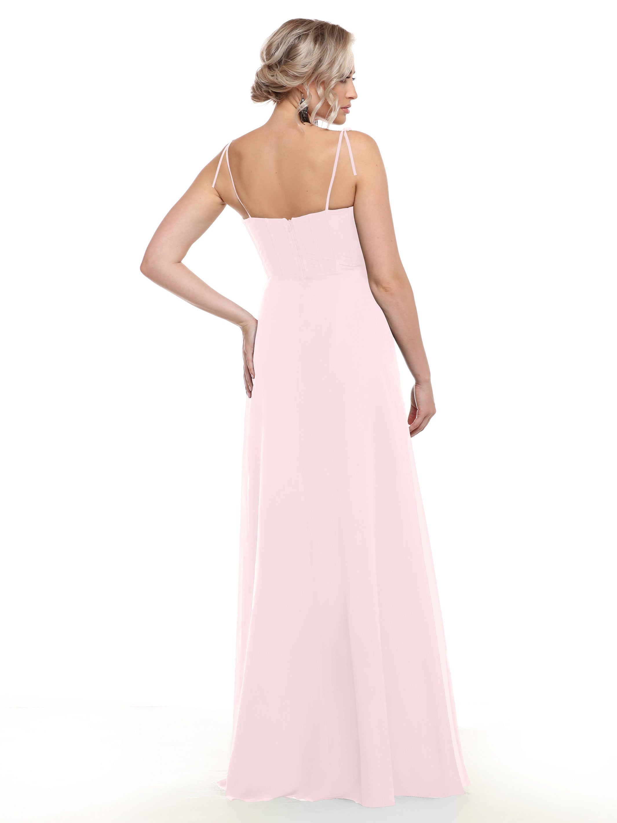 Elegant 80144 Chiffon A-Line Bridesmaid Dress with V-Neck & Spaghetti Straps - Perfect for Weddings, Formal Events & Special Occasions
