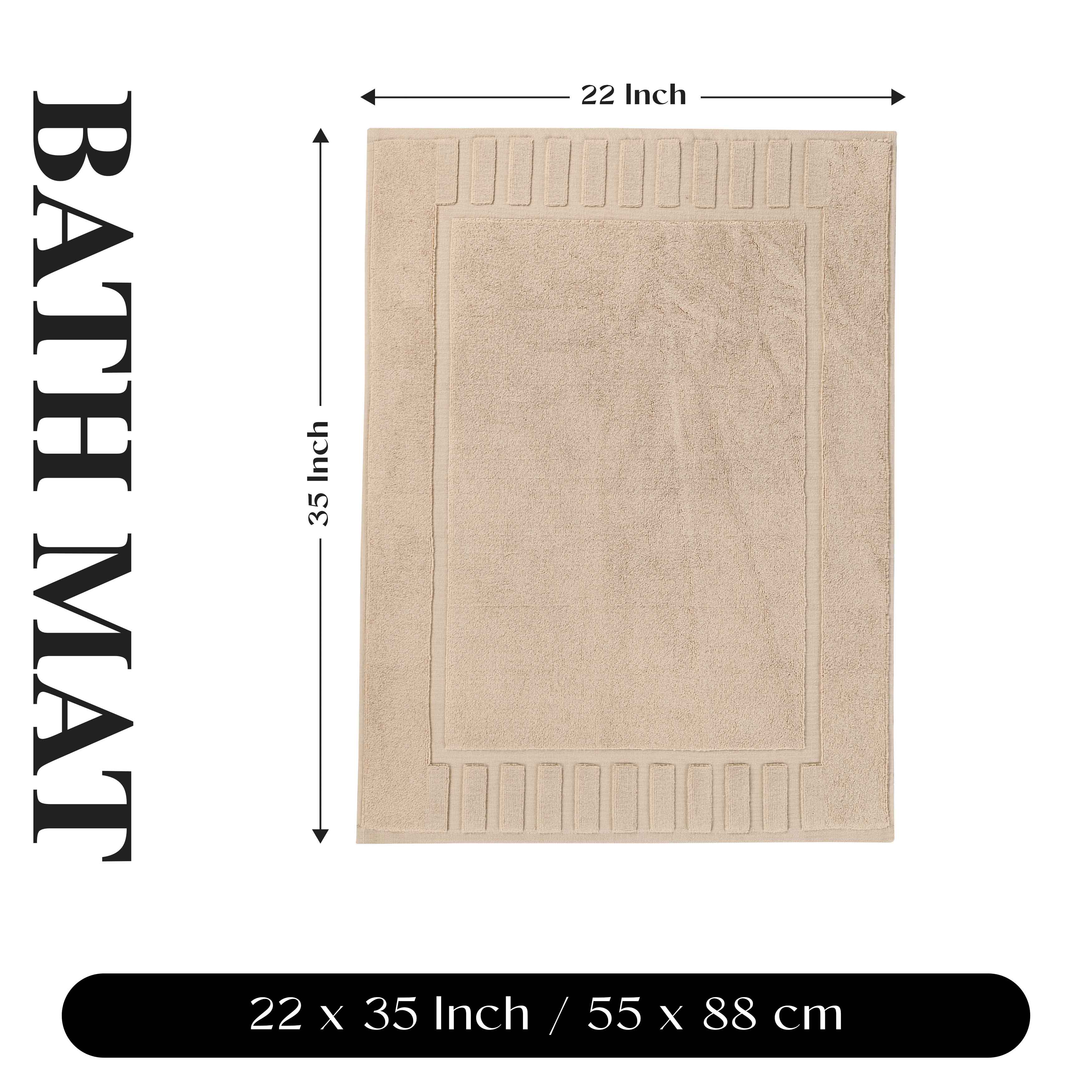 Premium Cotton Modern Geometric Border Absorbent Bath Mat Set of 2 - Non-Slip Soft Bathroom Rug for Bathroom Floor, Shower, Vanity Area - Home Decor Essentials
