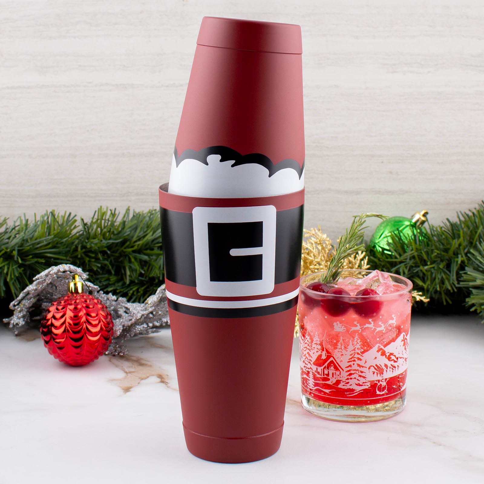 BarConic® Santa Weighted Cocktail Shaker Set - 18oz & 28oz Stainless Steel Bartending Tools - Perfect for Holiday Parties, Home Bars & Professional Mixology