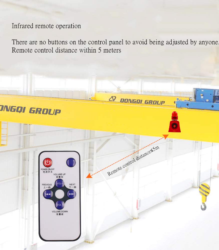 Industrial Grade 120dB Sound & Flashing Light Alarm Siren with Custom Voice - Emergency Warning System, USB Port, AC 110V (Model SF-503) for Warehouse, Construction Site & Outdoor Security