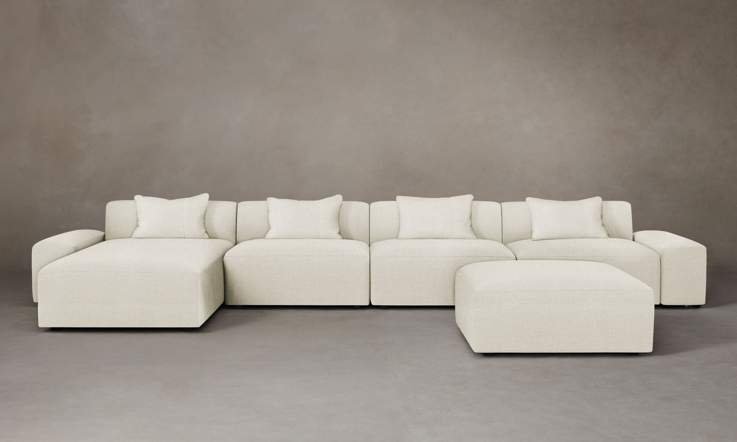Luxury Breuer Modular Sectional Sofa - Italian Bouclé White Fabric - Perfect for Living Room, Lounge & Modern Home Decor