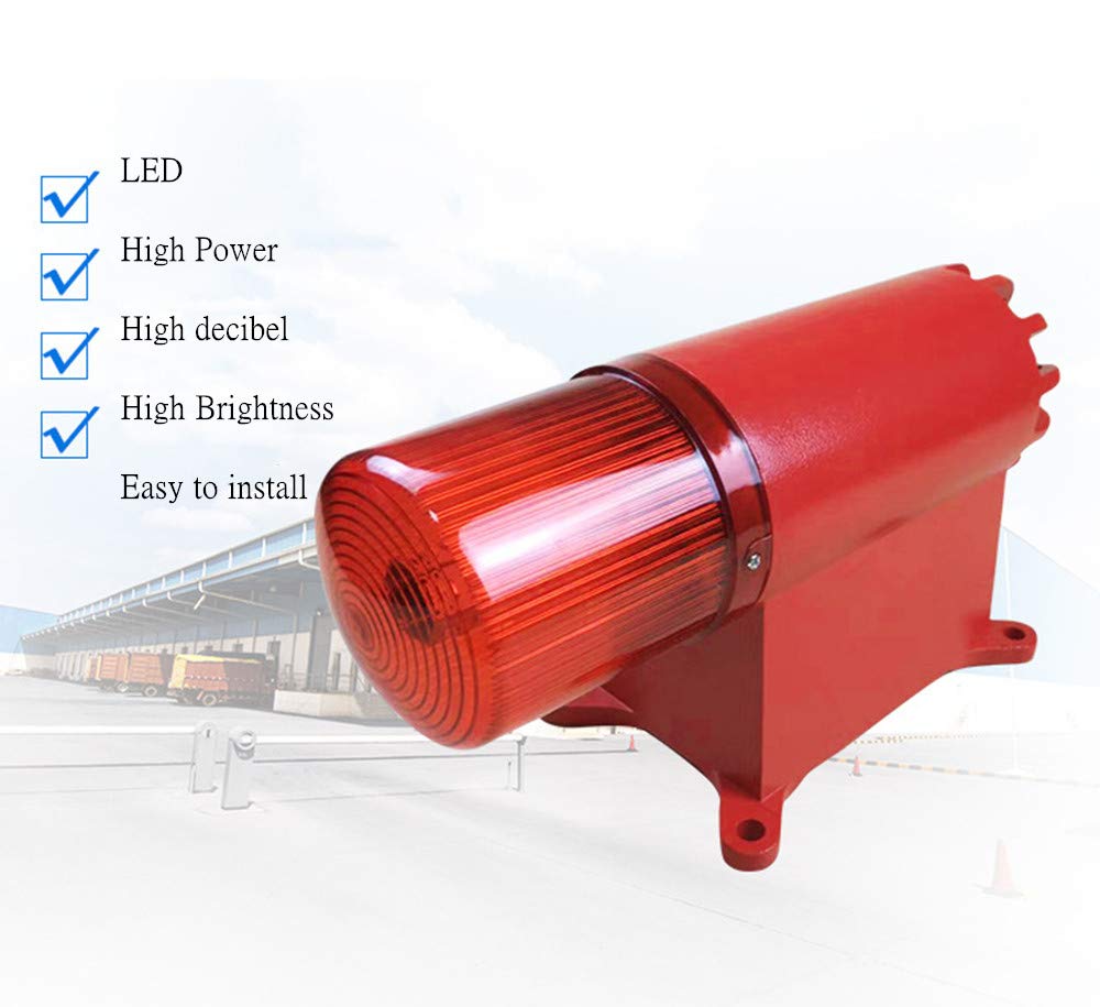 Industrial Crane Warning Light & Siren Alarm - 110V AC LED Rotating Beacon with Sound for Port Equipment, Mining, Smelting Terminals - Emergency Alert System for Workplace Safety