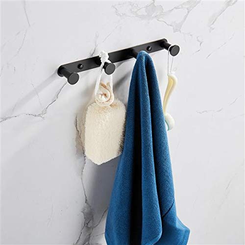 BOERLKY 4-Pack Matte Black Stainless Steel Wall Mounted Towel Hooks - Heavy Duty Bathroom & Hallway Organizer for Towels, Robes, Coats & Hats - Space Saving Home Storage Solution for Foyer, Laundry Room & Bedroom