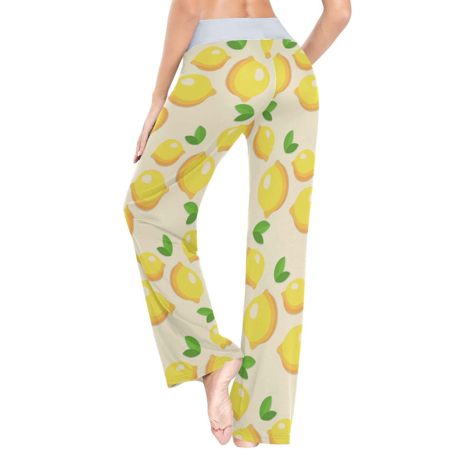 JUNZAN Women's Stretchy Lemon Print Pajama Pants - Soft Long Pajama Bottoms for Lounge & Sleep - Perfect for Relaxing at Home, Sleepovers and Cozy Nights