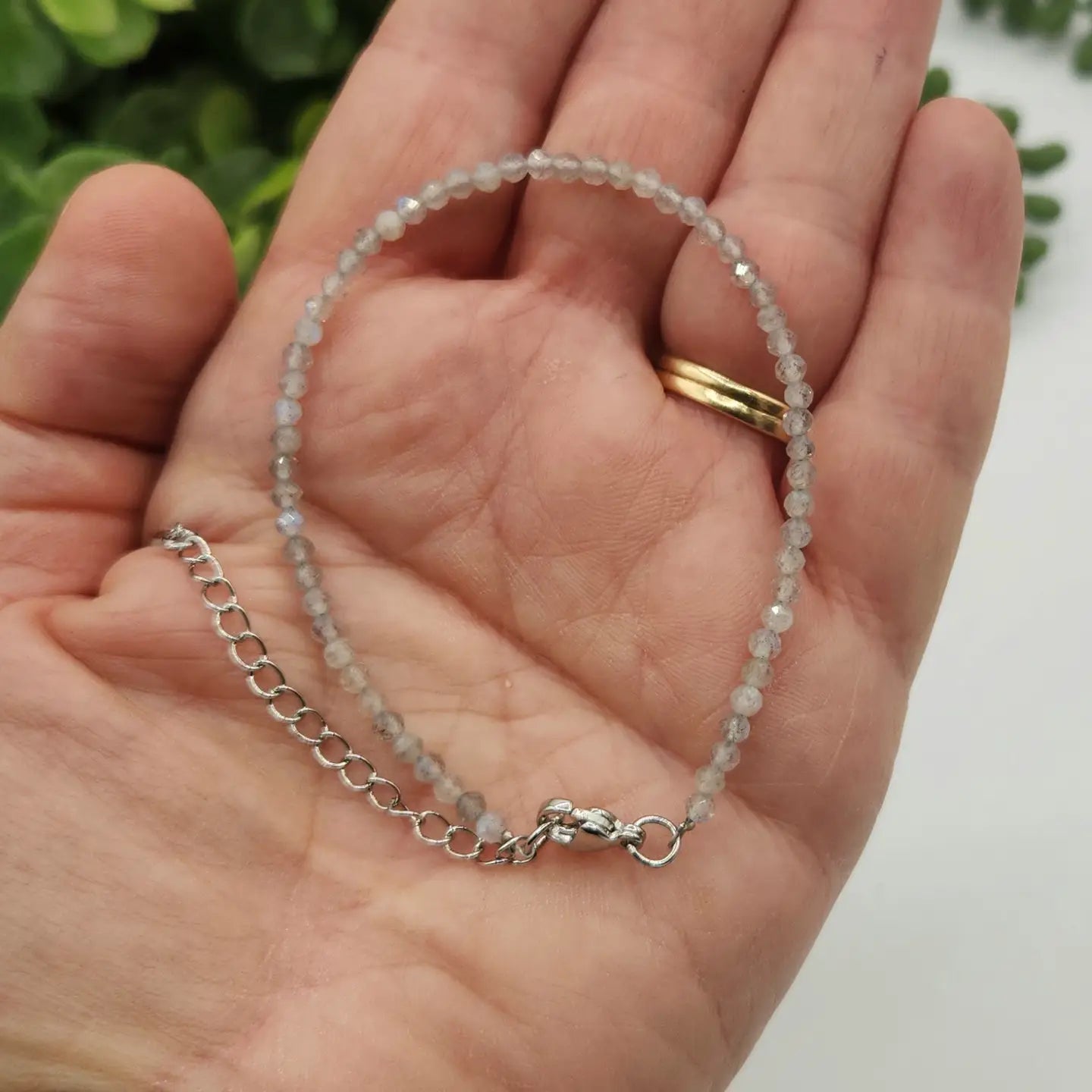 Labradorite 3mm Faceted Clasp Bracelet - Elegant Crystal Jewelry for Women, Healing Stone Beaded Bracelet | Perfect for Meditation, Yoga & Spiritual Gifts