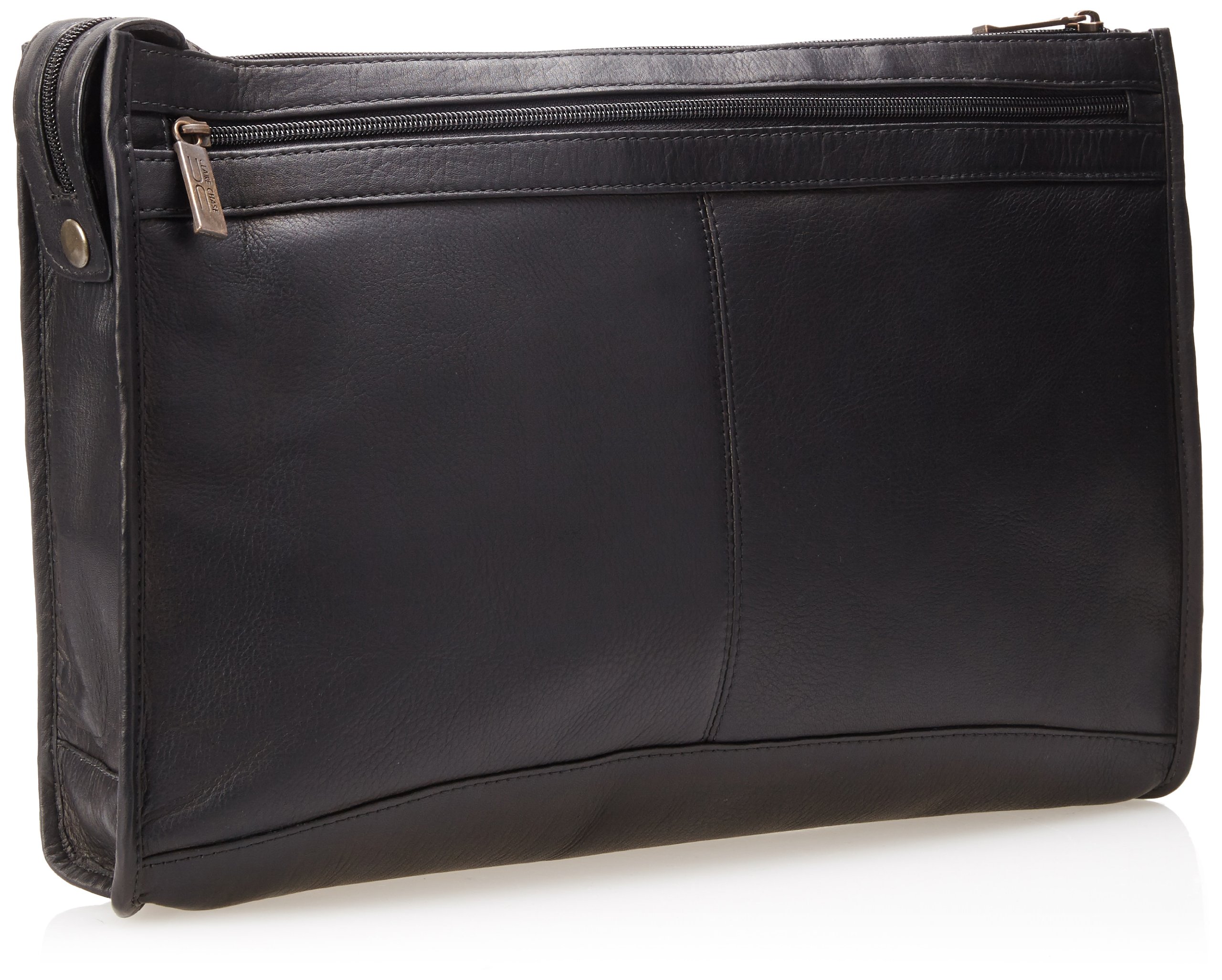 Claire Chase Zippered Leather Folio Pouch Organizer - Slim Black Document Holder for Passport, Credit Cards & Cash - Perfect for Travel, Business & Everyday Use