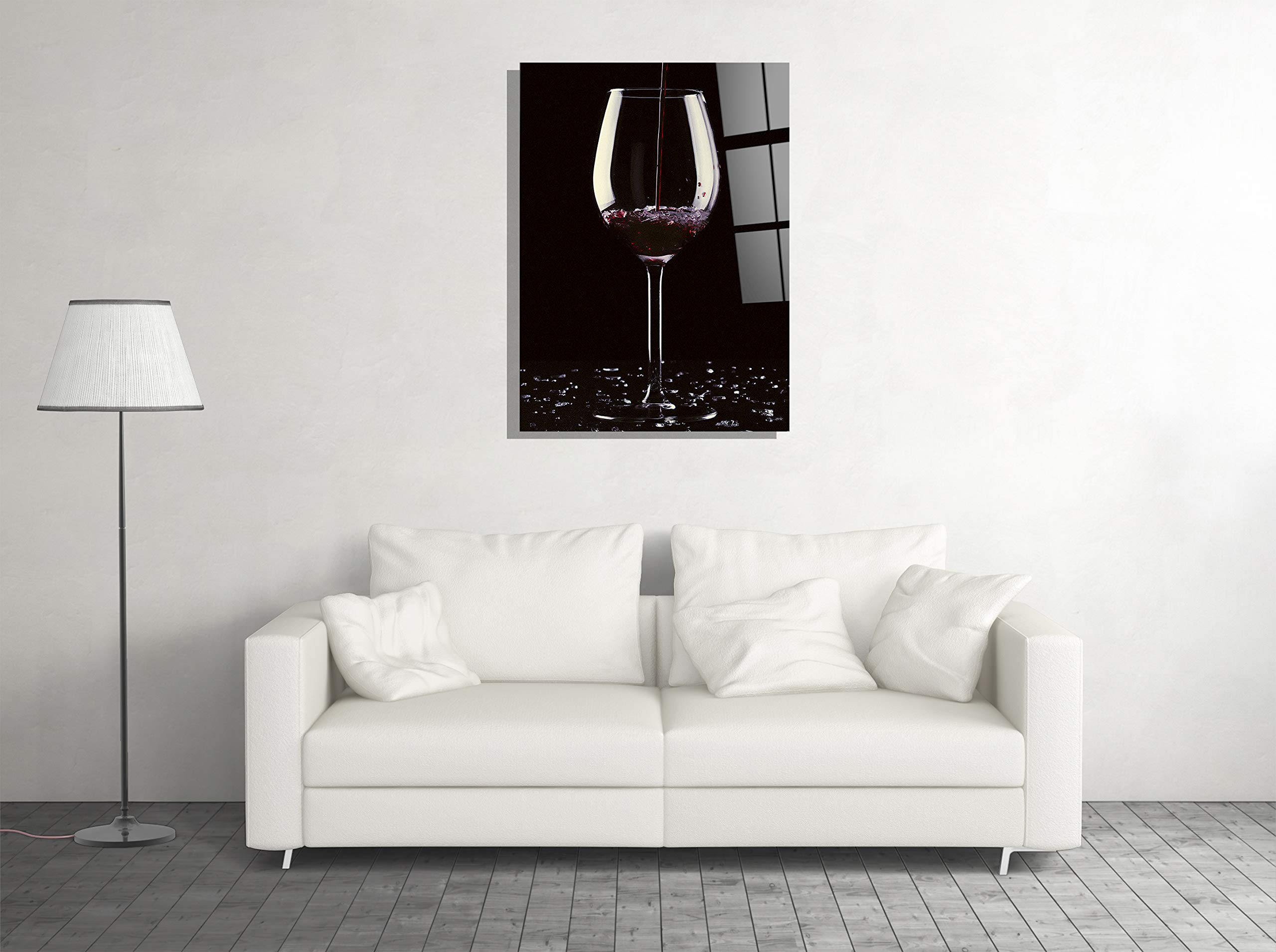 Premium Tempered Glass Red Wine Wall Art - Modern Home, Office & Hotel Decor - Elegant Gift Idea (16x24 Inches) - Perfect for Dining Rooms, Living Spaces & Corporate Gifts