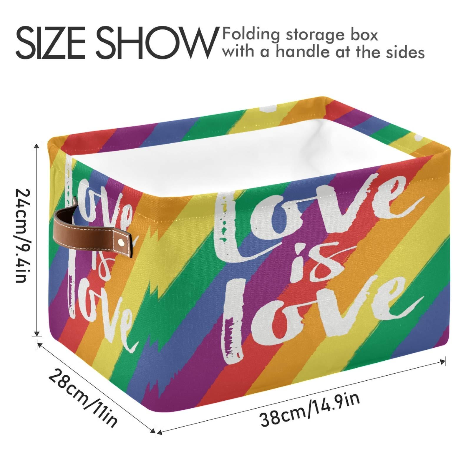 AUUXVA LGBT Pride Storage Basket - Durable Canvas Collapsible Organizer Bin with Handles for Toys, Clothes & Home Organization | Perfect for Bedroom, Closet, Office & Shelf Storage
